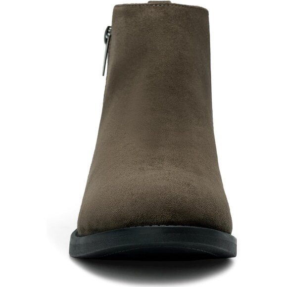 Women's Khaki Ankle Boots Short Flat Low Heel Dress Chelsea Casual Classic - Picture 2 of 9